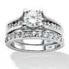Palm Beach Jewelry 1.73 Tcw Round Cz Two-piece Bridal Set In Platinum-plated Sterling Silver In White