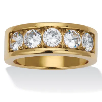 Palm Beach Jewelry 1.75 Tcw Cz Gold Ion-plated Stainless Steel Ring In Yellow