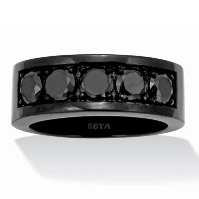 Palm Beach Jewelry 1.75 Tcw Men's Round Black Cubic Zirconia Black Stainless Steel Ring