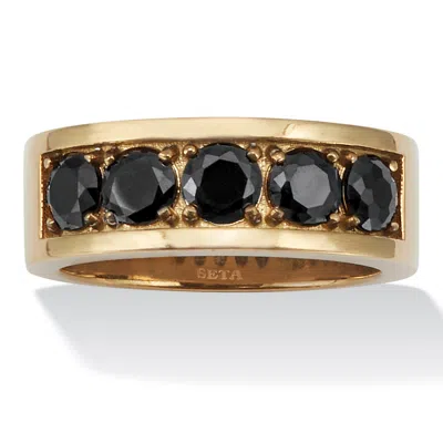 Palm Beach Jewelry 1.75 Tcw Men's Round Black Cubic Zirconia Gold Ion-plated Stainless Steel Ring