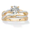 Palm Beach Jewelry 1.79 Cttw. 2-piece 18k Gold .925 Sterling Silver Cubic Zirconia Wedding Ring Set In White