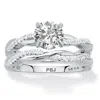 Palm Beach Jewelry 1.79 Cttw. 2-piece Round .925 Sterling Silver Cubic Zirconia Wedding Ring Set In White