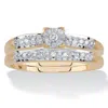 Palm Beach Jewelry 1/8 Cttw. 2-piece 10k Yellow Gold Diamond Engagement Wedding Ring Set In White