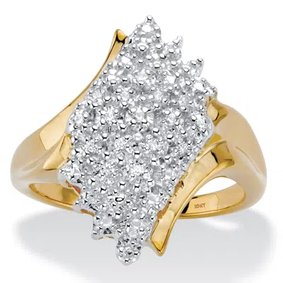 Palm Beach Jewelry 1/8 Tcw Diamond 10k Gold Wave Cluster Ring In Yellow