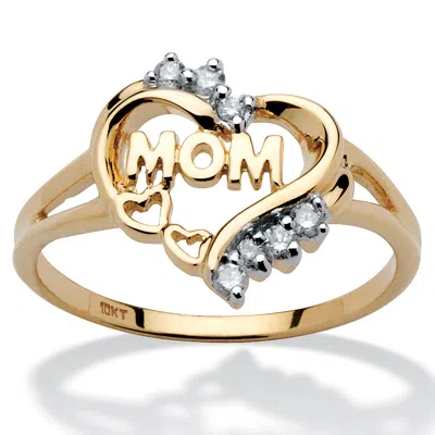 Palm Beach Jewelry 1/8 Tcw Diamond Mom Heart Ring In 10k Gold In White