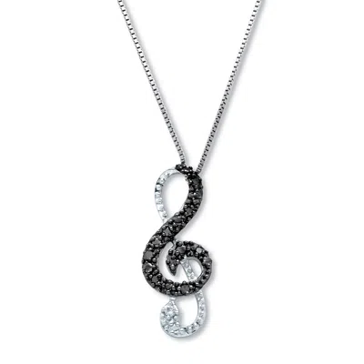 Palm Beach Jewelry .18 Tcw Diamond Sterling Silver Music Note Pendant And Chain 18 Inches In White