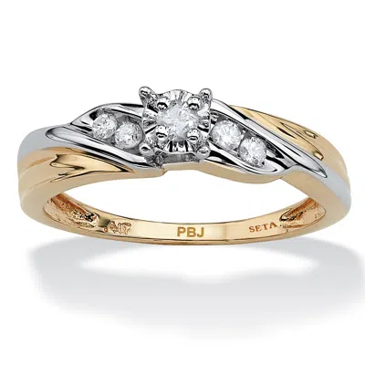 Palm Beach Jewelry 1/8 Tcw Diamond Two-tone 10k Solid Gold Ring In Yellow