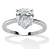 Palm Beach Jewelry 1.8 Tcw Pear Cut Cubic Zirconia Silvertone Solitaire Engagement Ring
