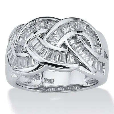 Palm Beach Jewelry 1.80 Tcw Cubic Zirconia Channel-set Ring In Platinum-plated Sterling Silver In White