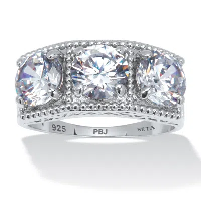 Palm Beach Jewelry 1.80 Tcw Cz Platinum-plated Sterling Silver Ring In White