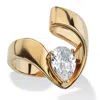 Palm Beach Jewelry 1.80 Tcw Pear-cut Cubic Zirconia Nestled Ring In Gold Ion-plated In White