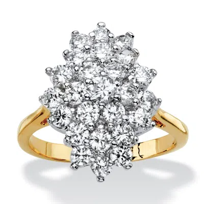 Palm Beach Jewelry 1.82 Tcw Cubic Zirconia Gold-plated Marquise-shaped Cluster Cocktail Ring In White