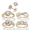 Palm Beach Jewelry 18.23 Tcw Cz 5-piece 14k Gp Stud And Ring Set In Yellow