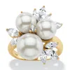 Palm Beach Jewelry 1.84 Tcw Simulated Pearl And Cz 14k Gold/.925 Ring In Yellow