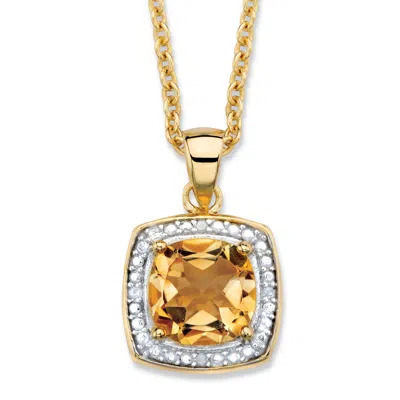 Palm Beach Jewelry 1.85 Tcw Genuine Citrine And Diamond Accent Gold-plated Sterling Silver Necklace In Yellow