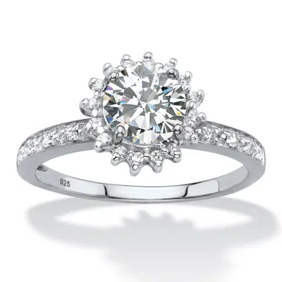 Palm Beach Jewelry 1.86 Cttw. Platinum-plated Silver White Sapphire Diamond Accent Halo Ring