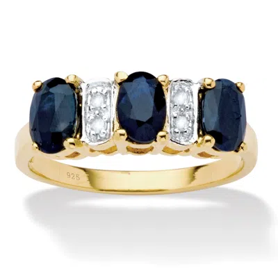 Palm Beach Jewelry 1.86 Tcw Oval-cut Genuine Blue Sapphire Gold-plated Sterling Silver Ring