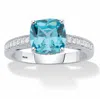 Palm Beach Jewelry 1.89 Ctw Cushion-cut Blue And White Cubic Zirconia Sterling Silver Milgrain Ring