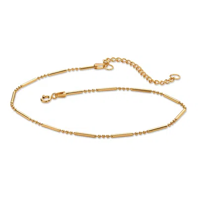 Palm Beach Jewelry 18k Yellow Gold-plated Sterling Silver Bar And Bead Link Ankle Bracelet 11"