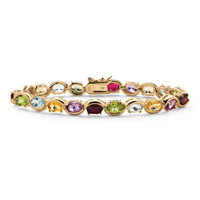 Palm Beach Jewelry 19 Tcw Genuine Gemstone Tennis Bracelet Gold-plated Sterling Silver