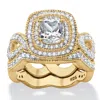 Palm Beach Jewelry 1.92 Tcw Cubic Zirconia 14k Gold Plated .925 Silver 2 Piece Halo Bridal Ring Set