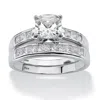 Palm Beach Jewelry 1.94 Tcw Cz Bridal 2-pieceset In Platinum-plated Sterling Silver In White