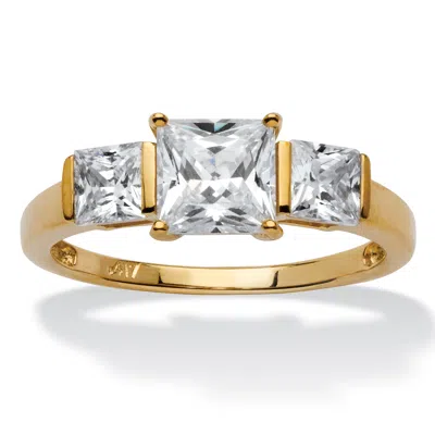 Palm Beach Jewelry 1.94 Tcw Princess-cut Cubic Zirconia 10k Gold 3-stone Engagement Ring In White