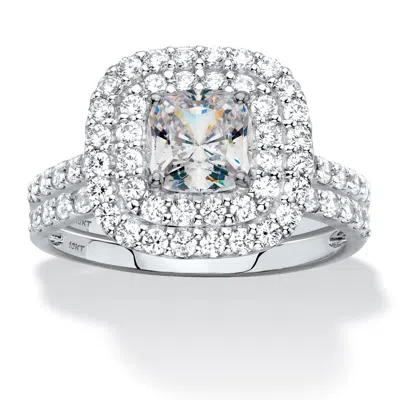 Palm Beach Jewelry 1.95 Tcw Cz 10k Gold 2-pc. Wedding Ring Set In White