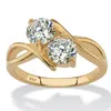 Palm Beach Jewelry 1.96 Cttw Cubic Zirconia 14k Gold-plated Sterling Silver 2-stone Bypass Ring In White