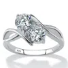Palm Beach Jewelry 1.96 Cttw Cubic Zirconia .925 Sterling Silver 2-stone Bypass Ring In White