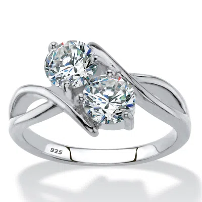 Palm Beach Jewelry 1.96 Cttw Cubic Zirconia .925 Sterling Silver 2-stone Bypass Ring In White