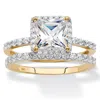 Palm Beach Jewelry 1.97 Cttw. Cubic Zirconia Solid 10k Yellow Gold 2-piece Wedding Ring Set In White