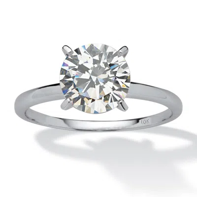 Palm Beach Jewelry 2 Carat Round Cubic Zirconia Solitaire Ring In Solid 10k White Gold