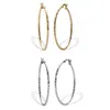 Palm Beach Jewelry 2 Pair Diamond Cut Hoop Earring Set .925 & 18k Gold Plated .925 1 3/4" Diameter