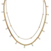 Palm Beach Jewelry 2-pair Gold Ion-plated Stainless Steel Crystal Necklace Set 15.5 Inch
