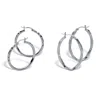 Palm Beach Jewelry 2 Pair Sterling Silver Etched & Twisted Earring Set 1 3/16" Diameter