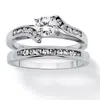 Palm Beach Jewelry 2 Piece 1 Tcw Cubic Zirconia Bridal Ring Set In .925 Sterling Silver