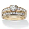 Palm Beach Jewelry 2 Piece 1.06 Tcw Round Cubic Zirconia Bridal Ring Set In 10k Gold In White