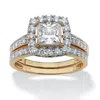 Palm Beach Jewelry 2 Piece 1.93 Tcw Cz Square Halo Bridal Ring Set In 10k Gold In White