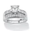 Palm Beach Jewelry 2 Piece 1.94 Tcw Cushion-cut Cubic Zirconia Bridal Ring Set In 10k White Gold In White