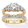 Palm Beach Jewelry 2 Piece 2.01 Tcw Round Cubic Zirconia Bridal Ring Set In 18k Gold-plated In White