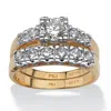 Palm Beach Jewelry 2 Piece 2.23 Tcw Round Cubic Zirconia Bridal Ring Set In 18k Gold-plated In White
