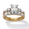 Palm Beach Jewelry 2 Piece 2.52 Tcw Princess-cut Cubic Zirconia Bridal Ring Set In 10k Gold In White