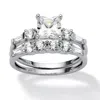 Palm Beach Jewelry 2 Piece 2.52 Tcw Princess-cut Cubic Zirconia Bridal Ring Set In 10k White Gold In White