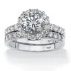 Palm Beach Jewelry 2 Piece 2.72 Tcw Round Cubic Zirconia Halo Bridal Ring Set In 10k White Gold In White