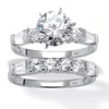 Palm Beach Jewelry 2 Piece 3.60 Tcw Round Cubic Zirconia Bridal Ring Set In 10k White Gold In White