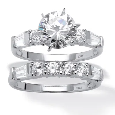 Palm Beach Jewelry 2 Piece 3.60 Tcw Round Cubic Zirconia Bridal Ring Set In 10k White Gold