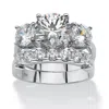Palm Beach Jewelry 2 Piece 5.66 Tcw Cz Bridal Ring Set In Platinum-plated Sterling Silver In White