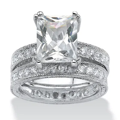 Palm Beach Jewelry 2 Piece 5.98 Tcw Cubic Zirconia Bridal Ring Set In .925 Sterling Silver In White