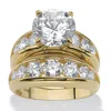 Palm Beach Jewelry 2 Piece 6.09 Tcw Cz Bridal Ring Set In Gold-plated Sterling Silver In White